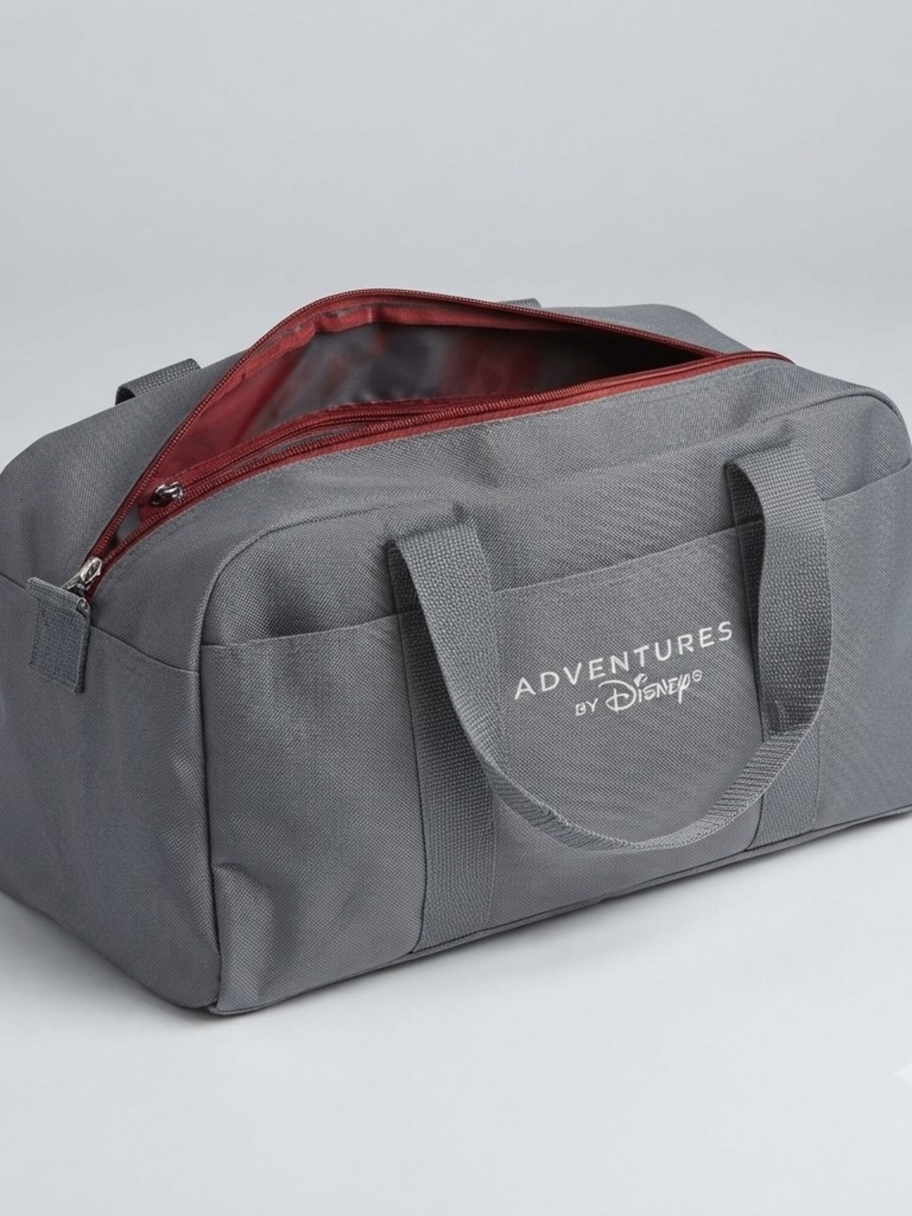 Adventures by Disney Gray Duffle Bag Travel Weekender Packable Zip-Into-Self Bag